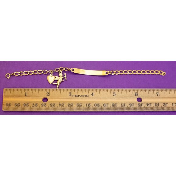 7 inch, Vintage Curb Chains Heart Charms Gold Tone Bracelet by Spiedel - Q39 - Picture 3 of 3